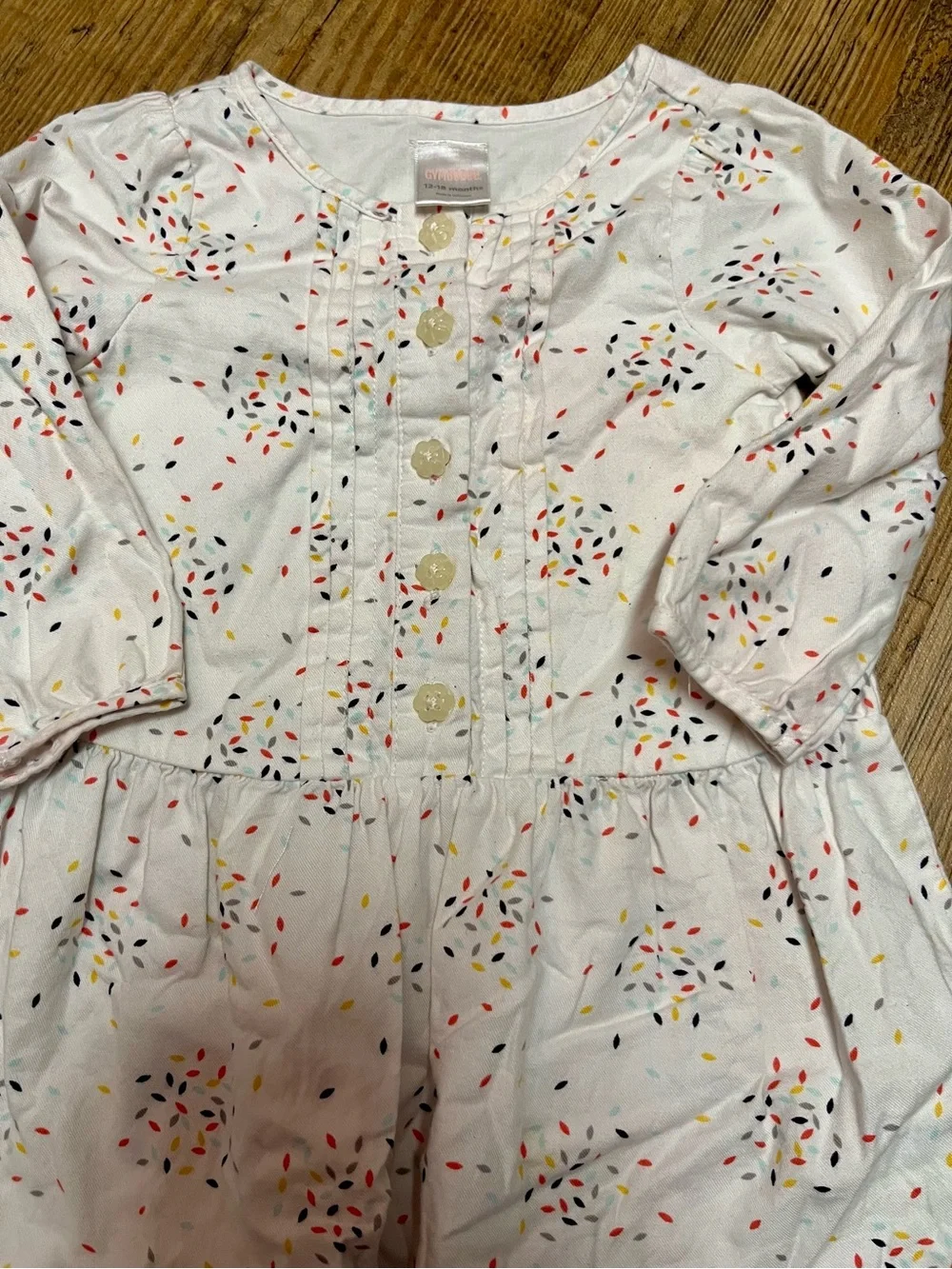 Gymboree White Long-Sleeve  dress  with Multicolor Confetti